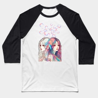 Pastel Sibling Mermaid Anime Baseball T-Shirt